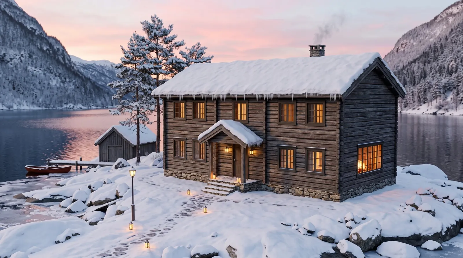 Kvisvik Tømmerhotell, vinter